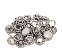 PRYM Pearl Snap Poppers Fasteners Prong Ring Press Studs No-Sew Buttons for Shirt, Kids Wear, Custom Clothing or DIY Craft Projects, 12mm, Silver, 20pcs Set