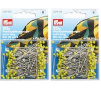 Prym PRYM_029153-1 0.60 x 43 mm Extra Long Glass Headed Pins, Yellow (Pack of 2)