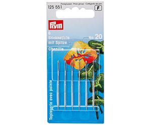 Prym PRYM_125551-1 Embroidery Needles Chenille Sharp Point No. 20 Silver col with Gold Eye 1.00 x 43 mm