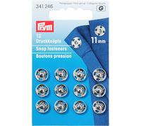 Prym PRYM_341246-1 Sew-On Snap Fasteners Brass Silver col 11 mm