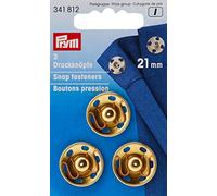 Prym PRYM_341812-1 Sew-On Snap Fasteners Brass Gold col 21 mm