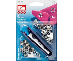 Prym PRYM_390107-1 Non-sew Press Fasteners Jersey Brass pronged Ring Silver col 10 mm