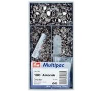 Prym - Prym Anorak Silver Brass (15mm) Non-Sew Press Fasteners with Large Lower Section - 100 Pieces