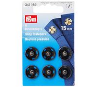 Prym Sew-On Metal Snap Fasteners, 15mm, Pack of 6, Black