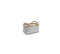 Prym - Prym Canvas and Bamboo (45x30x22cm) Grey/White Striped Design Fold and Store Basket - 1 Piece