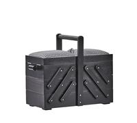 Prym - Prym Classic Design Lacquered Rubberwood (36x19x30cm) Black Elegant Sewing Box with 3 levels for storage and Padded Fabric Cover - 1 Piece