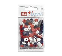 Prym Love Round Snaps Press Fasteners Red White Navy - per pack of 36