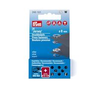 Prym - Prym Non-sew Silver-Coloured Brass (8mm) Self-Locking Ring Jersey Press Fasteners for Thinner and Stretchy Fabrics - 20 Pieces