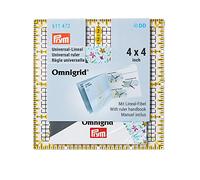 Prym Ruler, Transparent, Black, Yellow, 4 x 4 Inch