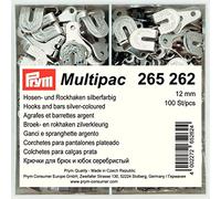 Prym Hooks and Bars, Silver, Maulbreite 12 mm, silberfarbig, 100 Stück