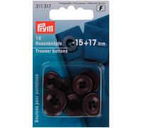 Prym Round Trouser Buttons Dark Brown - per pack of 10