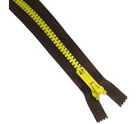 Prym S12 Dark Brown Zip with Yellow Chunky Teeth Bicolour Open-End Zip Fastener, Plastic, Multi-Colour, 40 cm