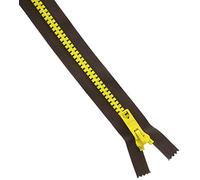 Prym Dark Brown Yellow Chunky Teeth Bicolour Open-End 60cm Zip Fastener S12 (1pc), Multi-Colour, 34 x 5 x 1 cm