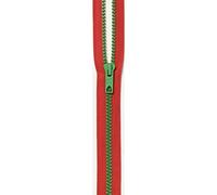 Prym S12 Red Zip with Green Kermitt Chunky Teeth Bicolour Open-End Zip Fastener, Plastic, Multi-Colour, 60 cm