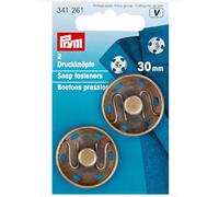 Prym Sew-On Snap Fasteners - 30mm Antique Brass, 2 Pieces | 341261