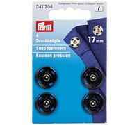 Prym Sew-On Metal Snap Fasteners, 17mm, Pack of 4, Black
