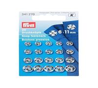 Prym Sew On Metal Snap Fasteners Silver - per pack of 20