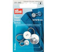 Prym Flexi Buttons with Loop – Silver – One Size – Pack of 3