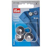 Prym Flexi Buttons with Loop, Plastic Metal, Silver, One Size