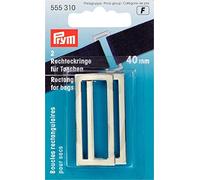 Prym Silver-coloured 40mm Rectangle Loops for Bags & Straps (2pc), Metal, 9.5 x 6 x 0.5 cm