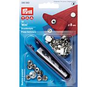 Prym Silver-Coloured Non-Sew Mini Press Fastener 8mm - 10 Pieces