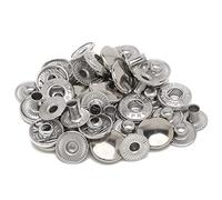 PRYM Small 4GB S Spring Press Studs, 15mm Brass Snap Fastener No-Sew Buttons for Clothing, Wallets, Clutches, DIY Leathercrafts, Handbag, Jackets, Silver, 100pcs