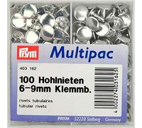 Prym Tubular Rivets, Silver, 6-9 mm, silberfarbig, 100 Stück