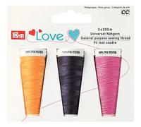PrymLove General Purpose Polyester Sewing Thread in 3 Shades: Yellow, Grey & Pink by Prym Love, 9 x 9.5 x 2.5 cm