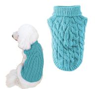 Prynneo Dog Jumper Small, Warm Puppy Sweater for Small Dogs Winter Knitted Dog Pullover Soft Turtleneck Dog Clothes (Blue, M)