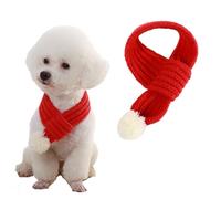 Prynneo Knitted Christmas Pet Scarf, Red Santa Scarf, Dog Winter Soft Fashionable Knitted Scarves, Pet Warm Neck Costume with Pompom Ball for Christmas Holiday Party Dressup (L)