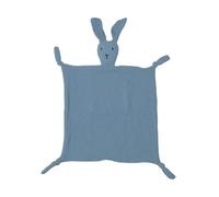Pryon Baby Comforter Blanket - Soft Muslin Security Blanket for Newborn Infant Toddler Boys & Girls, Bunny Rabbit Lovey Toy with Taggies, Unisex Baby Gift (Blue)
