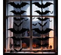 Pryon Halloween Window Stickers,3D Bats Wings Wall Decorations Black Paper Sticker Hanging Door Baseball Decor Decals Cute Bat Bedroom Costume Decoration,for Indoor Kids Home Adult Party (72Pcs)
