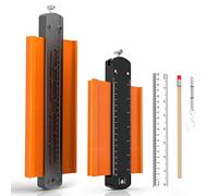 PRYZALO Connectable Contour Gauge Lock-Precisely Copy Irregular Shape Unique Gifts for Men Dad Husband Outline Angle Measuring Tool, Template Tool, Tile Flooring, Scribe Edge (Orange, 6+10 Inch)