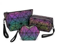 Pryzm Laser Makeup Bags Worlds First Light Reflective Material - Glows in The Dark - Travel Cosmetic Pouch Purse Glow Toiletry Organiser (Full Set)