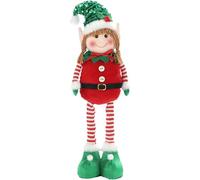 Pryzoq Christmas Elf Plush Decoration, Handmade Xmas Swedish Tomte Plush Scandinavian Ornaments, Red and Green Holiday Decor, Sequin Hat, Striped Legs, Standing Figurine (B)
