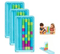 Pryzoq Color Matching Stack Challenge Game,Mini Wooden Rainbow Blocks Threading Beads Match Sorting Toys,Portable Brain Teaser Puzzle,for Kids and Adults, Family Game (3PCS)