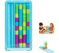 Pryzoq Color Matching Stack Challenge Game,Mini Wooden Rainbow Blocks Threading Beads Match Sorting Toys,Portable Brain Teaser Puzzle,for Kids and Adults, Family Game (1PCS)