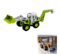 Pryzoq Construction Vehicle Toy Set, Die-Cast Backhoe Loader with Articulated Arms,Metal and Plastic Tractor Toys - Collectible Model Tractors for Plus 3 Year Olds (Green)