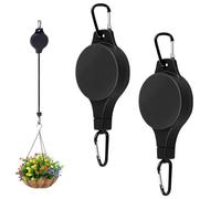 Pryzoq Hanging Basket Pulley, Adjustable Retractable Plant Hanger Hook,Hanging Basket Hooks,Plant Rollers Hooks,Pull Down Rise and Fall Plant Pulley System for Garden & Home Use (2PC)