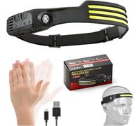 Pryzoq LED Motion Sensor Headlamp, Head Torch Rechargeable＆230° Wide Beam Headtorch with Motion Sensor, Waterproof Rating,Lightweight Headlamp for Running (1, 3 Front Led Lichtleiste)