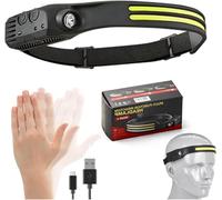 Pryzoq LED Motion Sensor Headlamp, Head Torch Rechargeable＆230° Wide Beam Headtorch with Motion Sensor, Waterproof Rating,Lightweight Headlamp for Running (1, 2 Front Led Lichtleiste)