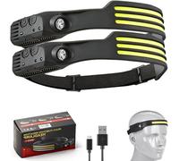 Pryzoq LED Motion Sensor Headlamp, Head Torch Rechargeable＆230° Wide Beam Headtorch with Motion Sensor, Waterproof Rating,Lightweight Headlamp for Running (2, 3 Front Led Lichtleiste)