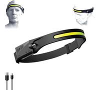 Pryzoq Professional LED Headlamp with Motion Sensor, 350 Lumen COB & XPE, Rechargeable 1200mAh Battery, IPX4 Water-Resistant, Wave Induction for Mining, Fishing, Outdoor Activities (1 PCS)