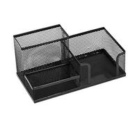 Leviatan Desk Organizer | Metal Desk Organizer | Office Pen Holder | Desk Organizer with Mesh Note Holder | 205 x 103 x 98 mm | Black
