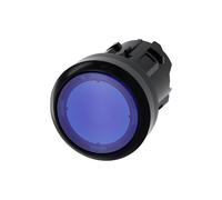Przycisk podświetlany 22mm tworzywo niebieski płaski bez samopowrotu odbl przez