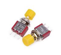 PS-102 3Pin 6mm Mini Momentary Automatic Return Push Button Switch ON-ON 2A 250VAC/5A 120VAC 2Pcs(Yellow)