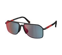 Prada Linea Rossa Man Sunglass PS B51S - Frame color: Matte Black, Lens color: Dark Grey Mirror Blue/Red
