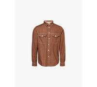 PS by Paul Smith Mens PS by Paul Smith Patch-Pocket Contrast-Stitch Cotton Overshirt Brown S