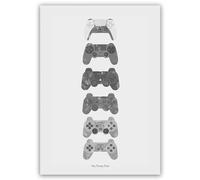 PS Controller Evolution Poster for Gaming Room Wall Decoration. History of PS Controllers Art Poster for Gamers. Teen Bedroom or Living Room Walls Decor Gift for Man and Woman. A3 Laminated Print