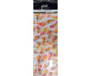 PS Feathers Brightly Coloured Feathers Printed Patterned Tissue Wrapping Paper by Glick Luxury 4 Sheets 50 x 75cm